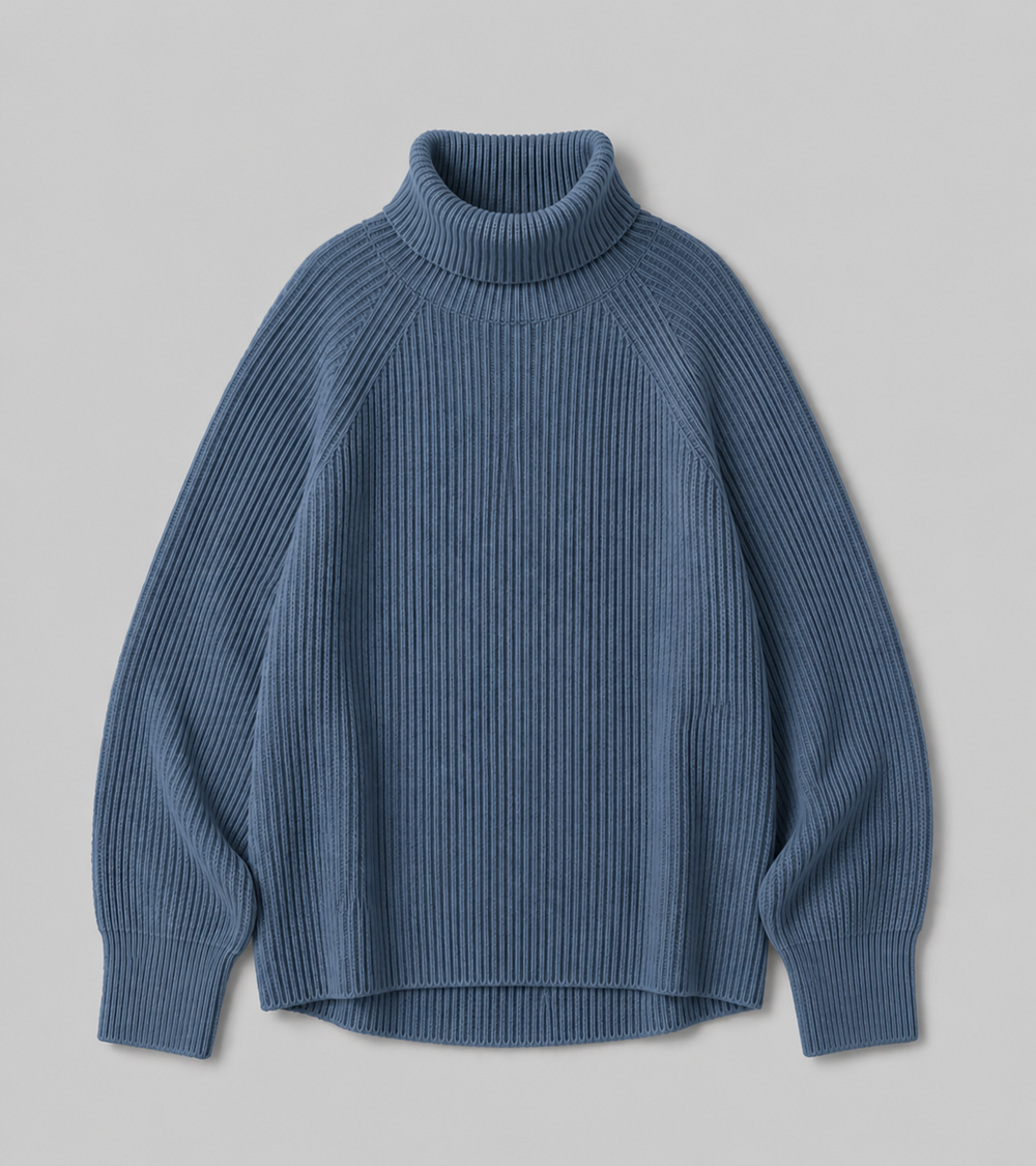 CILVELLA — Cashmere Blend Turtleneck Ribbed Sweater