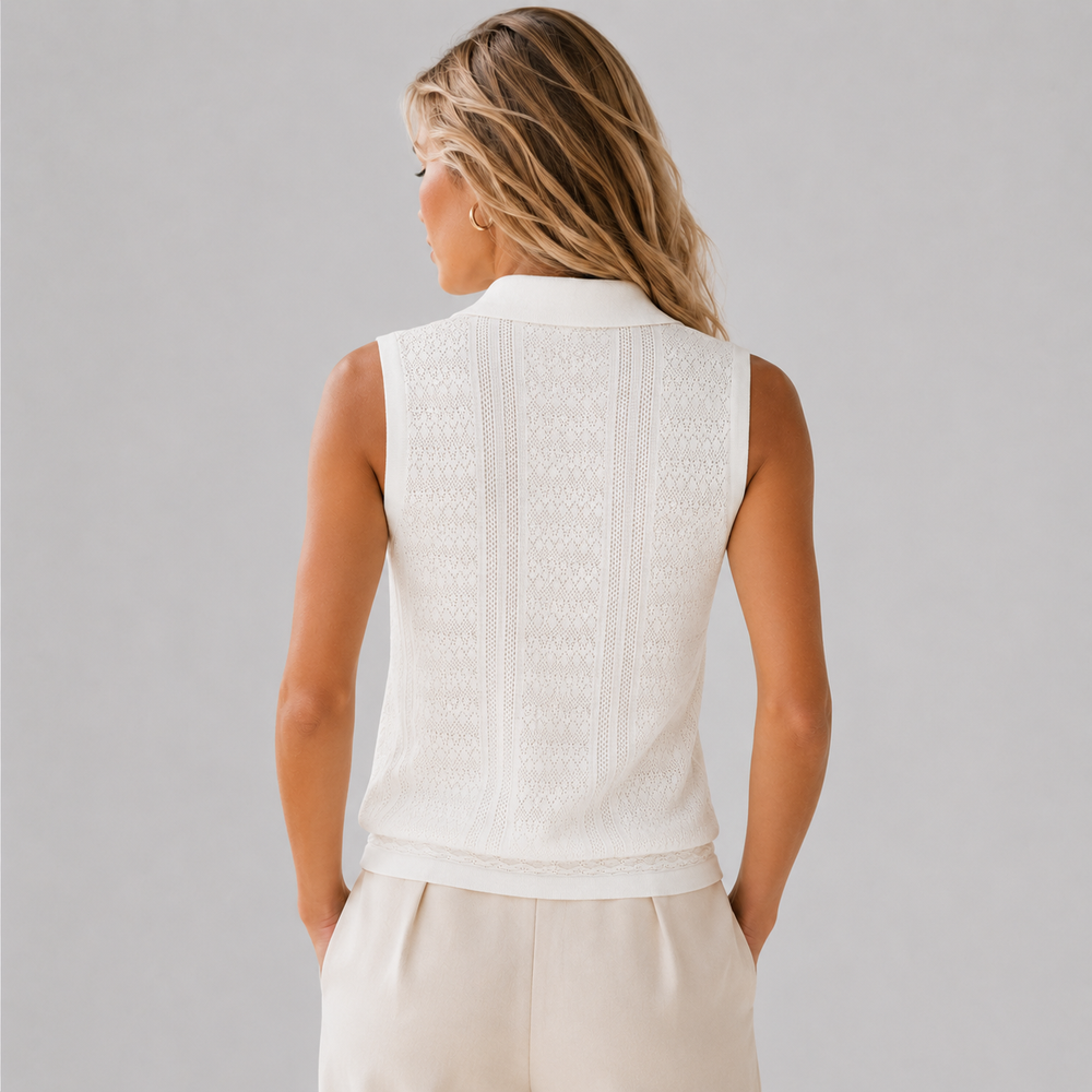 Cilvella | Tencel Lyocell Eyelet Sleeveless Shirt
