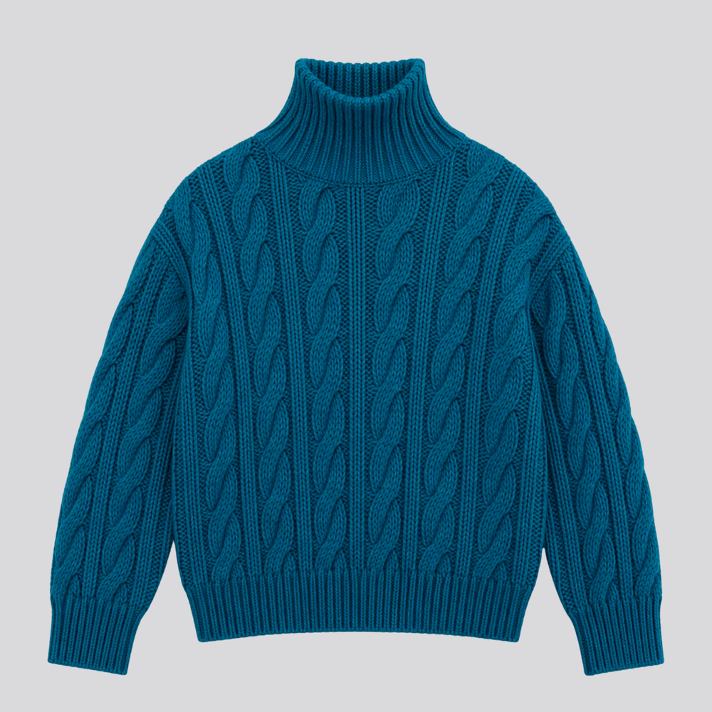CILVELLA — Merino Wool High-Neck Textured Sweater
