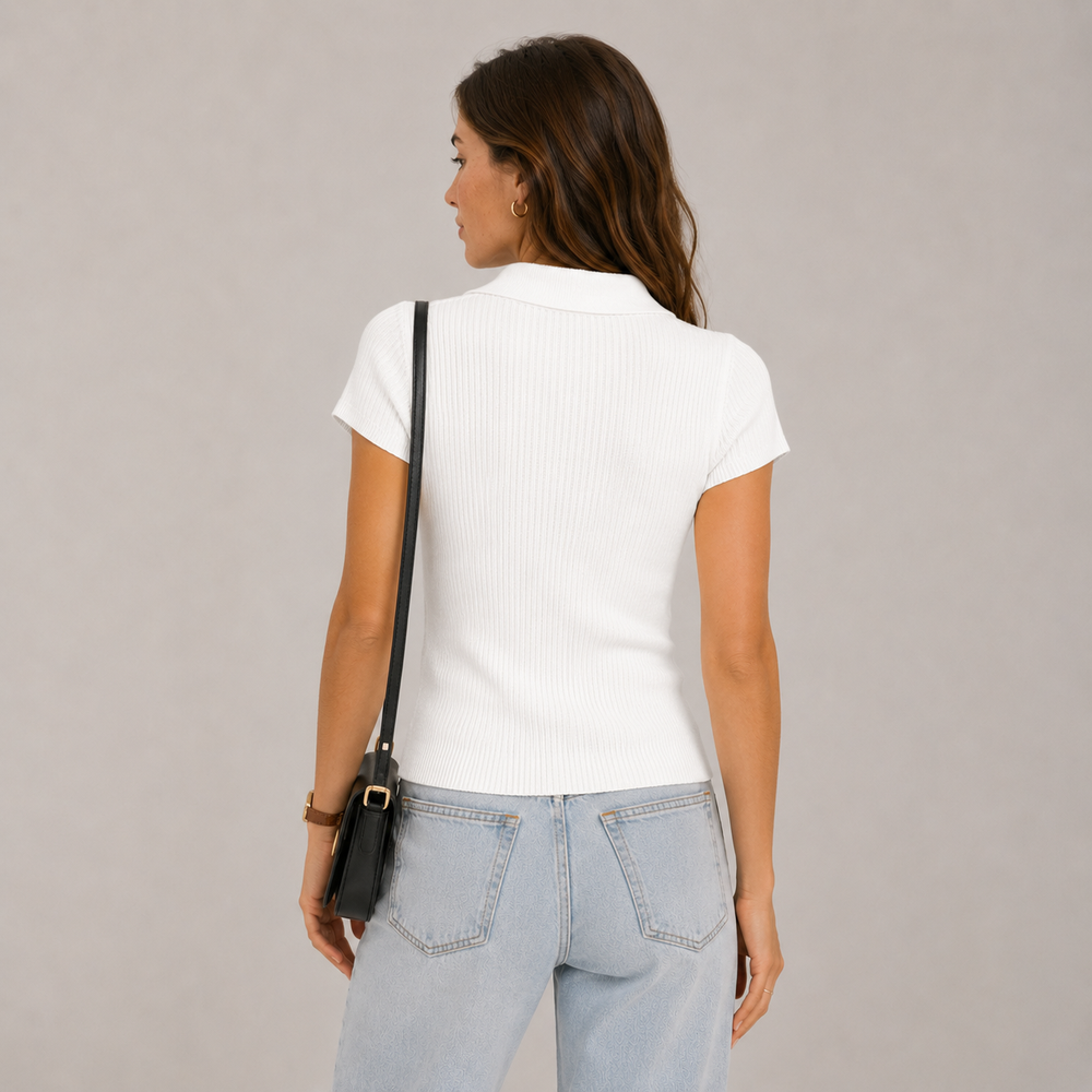 Cilvella | Tencel Lyocell Knitted Polo T-Shirt