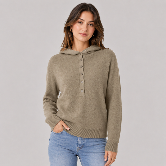 CILVELLA — Cashmere Blend Hooded Knit Sweater