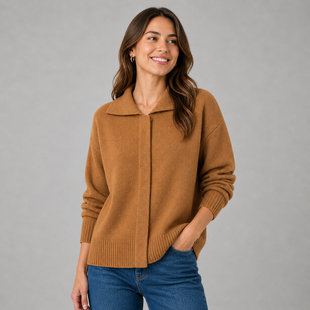CILVELLA — Cashmere Blend Collared Knit Cardigan