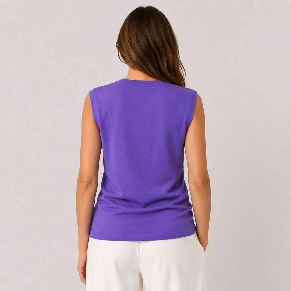 Cilvella | Tencel Lyocell Sleeveless Button-Down Knit Top