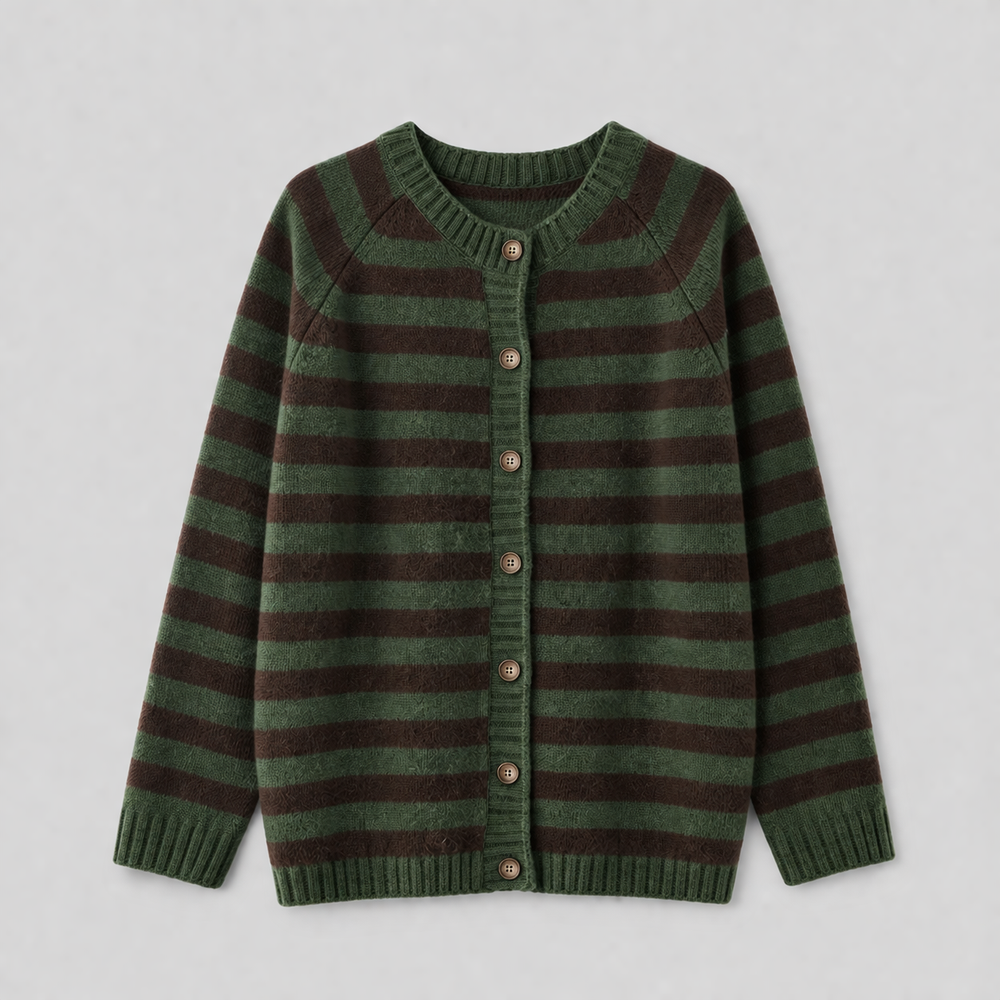 CILVELLA — Cashmere Blend Striped Knit Cardigan