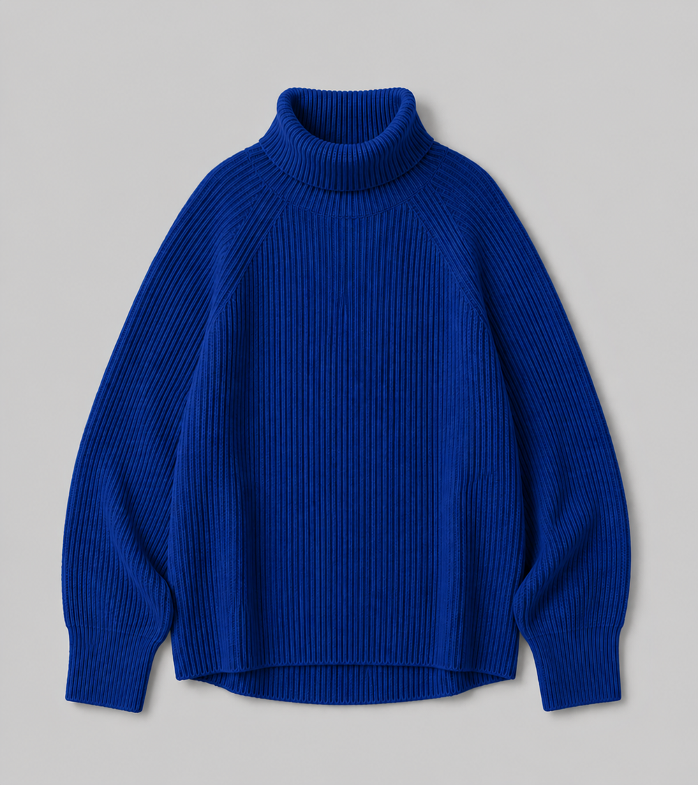 CILVELLA — Cashmere Blend Turtleneck Ribbed Sweater