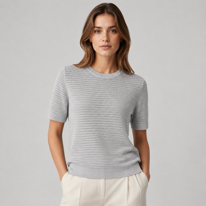 Cilvella | Tencel Lyocell Short Sleeve Knit Sweater