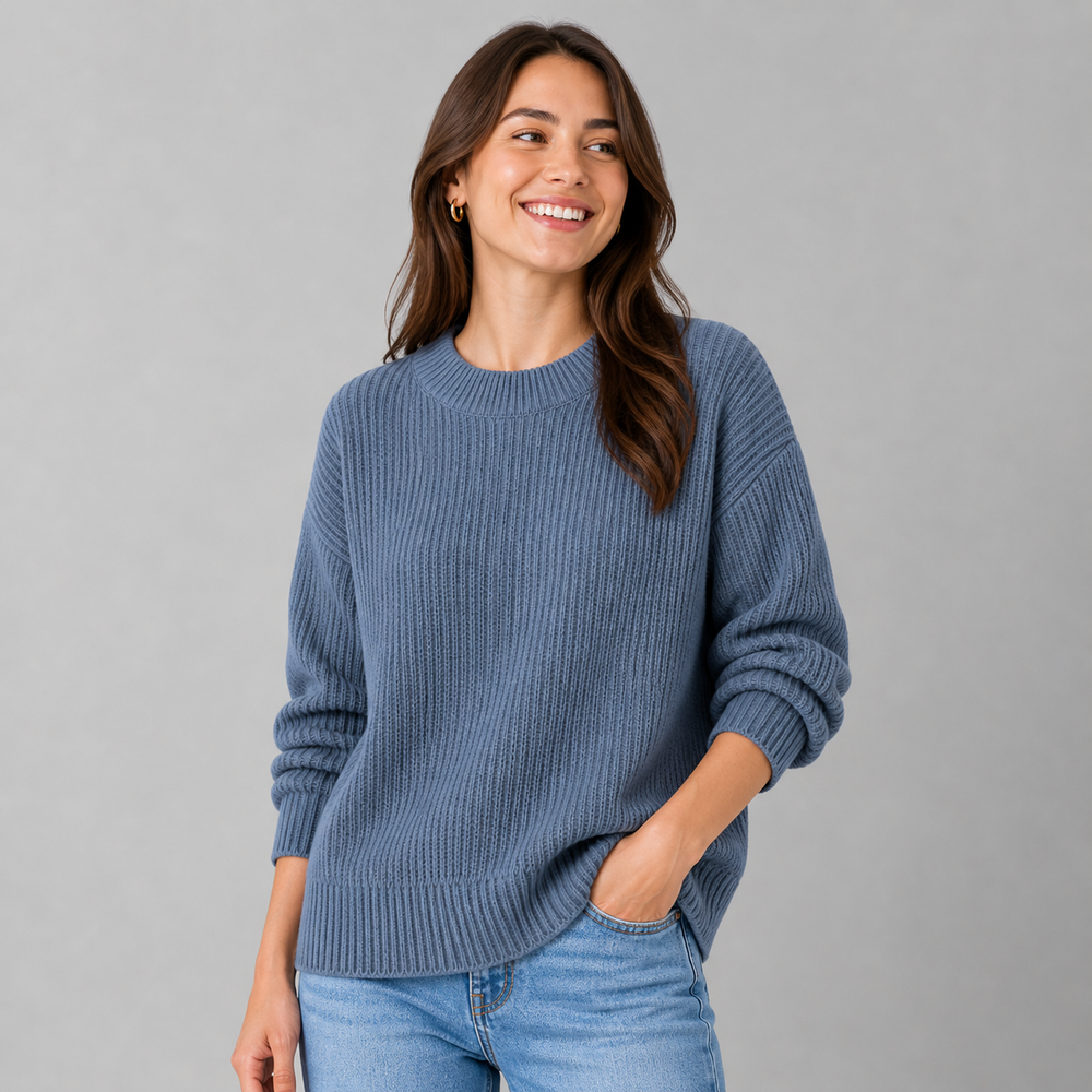 CILVELLA — Cashmere Blend Ribbed Knit Sweater