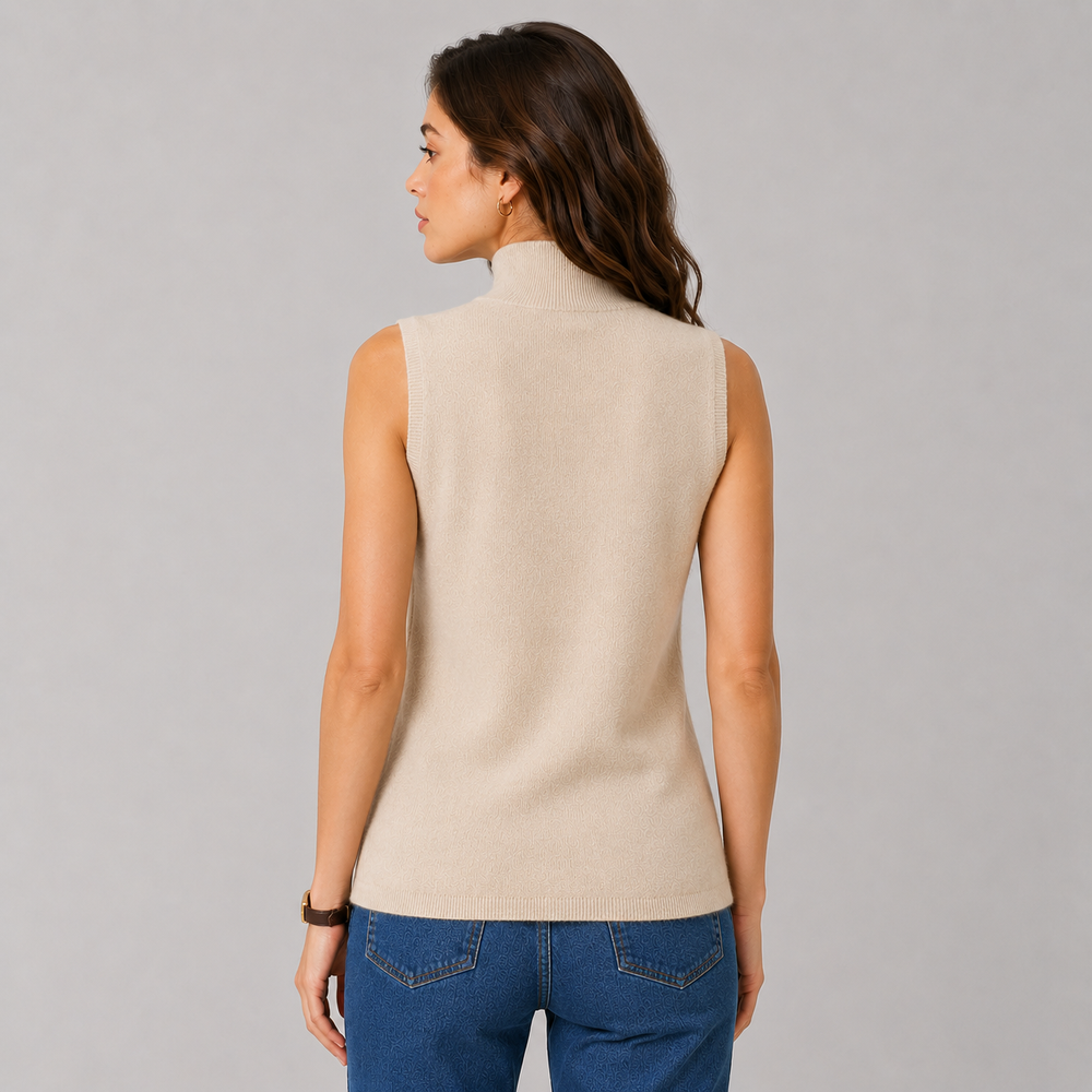 CILVELLA — Cashmere Blend Sleeveless Turtleneck Knit Top