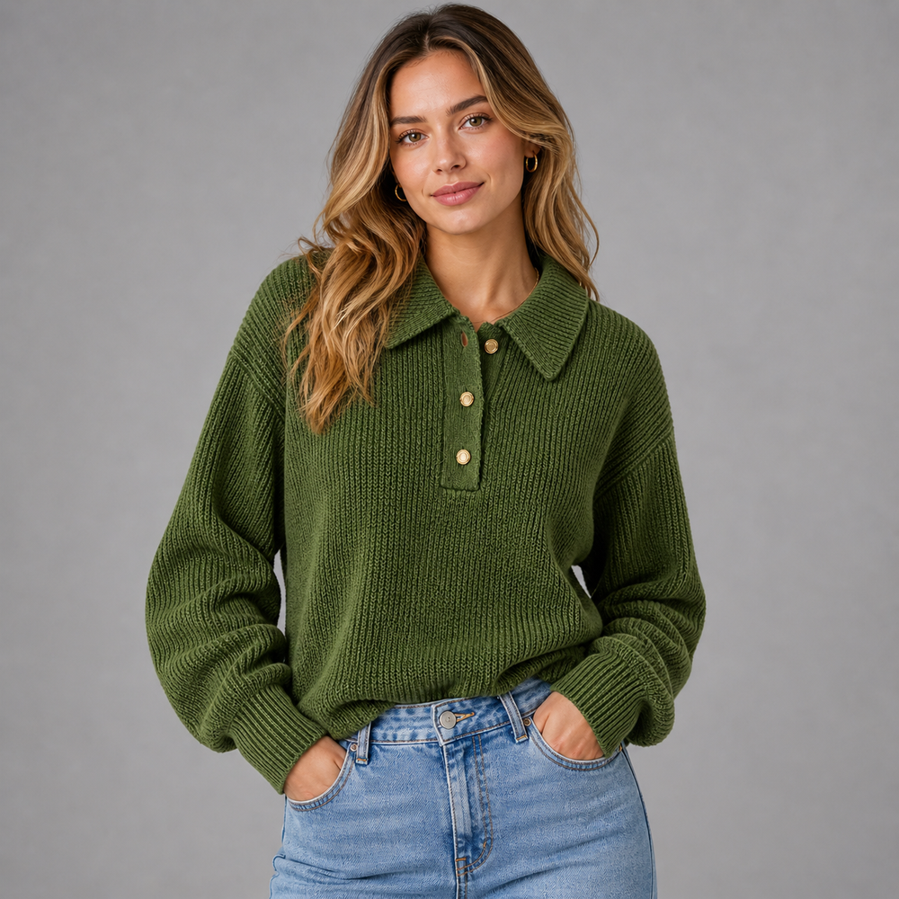 CILVELLA — Cashmere Blend Polo Knit Sweater