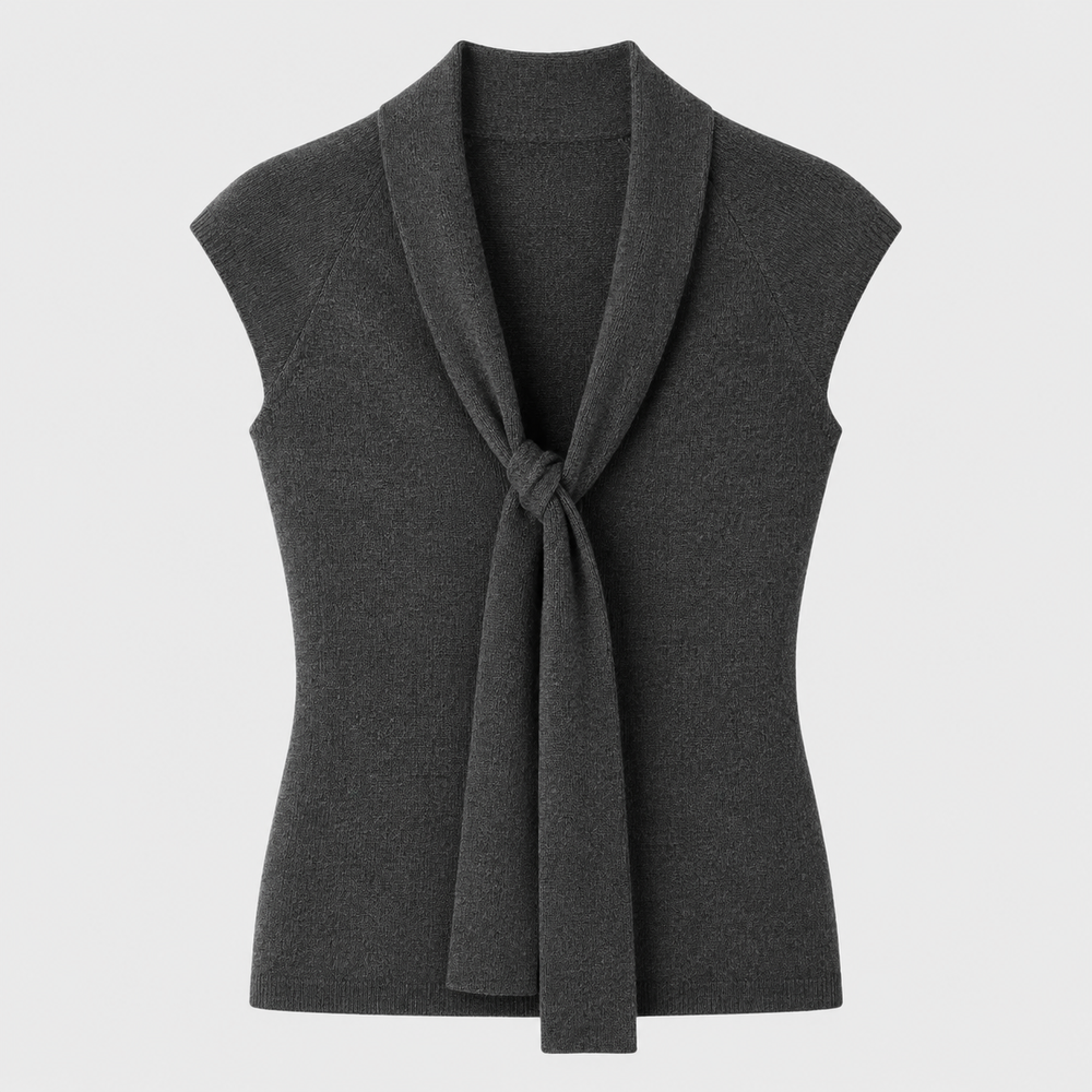 Cilvella | Tencel Lyocell Sleeveless Shawl-Tie Knit Top