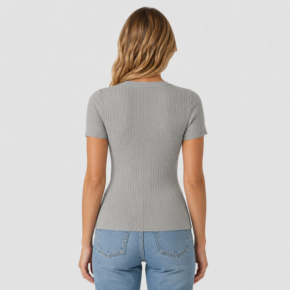 Cilvella | Tencel Lyocell V-Neck Button T-Shirt