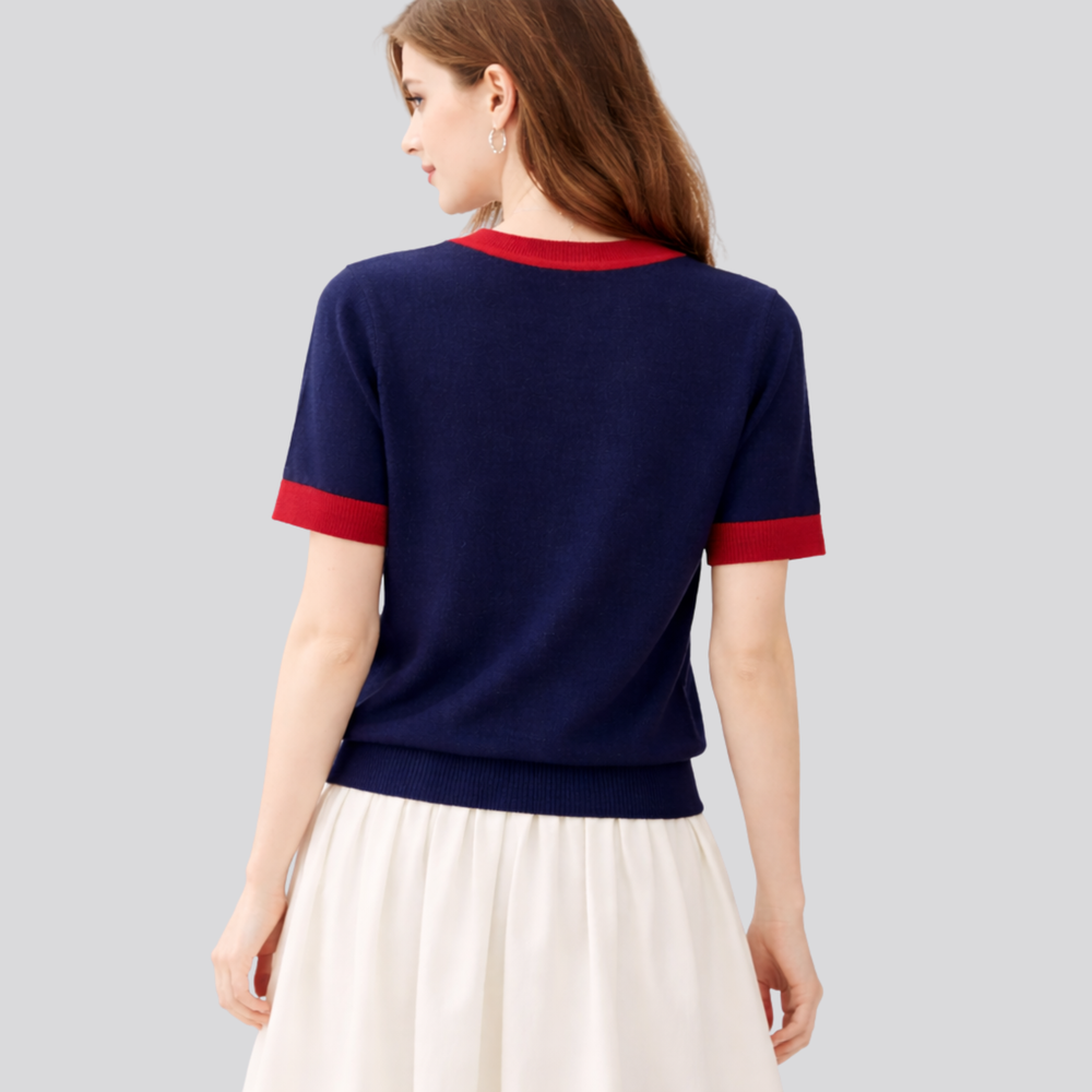 CILVELLA — Merino Wool Short Sleeve Knit Top