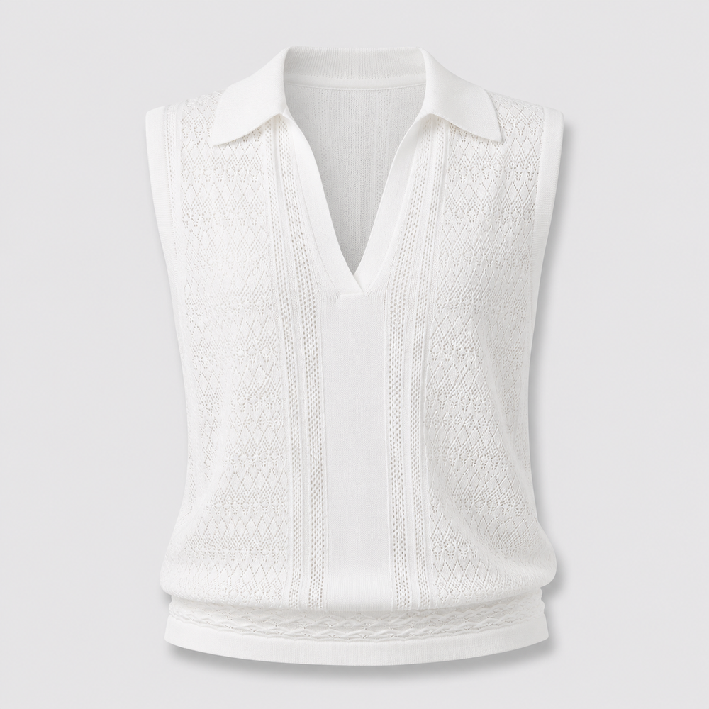 Cilvella | Tencel Lyocell Eyelet Sleeveless Shirt