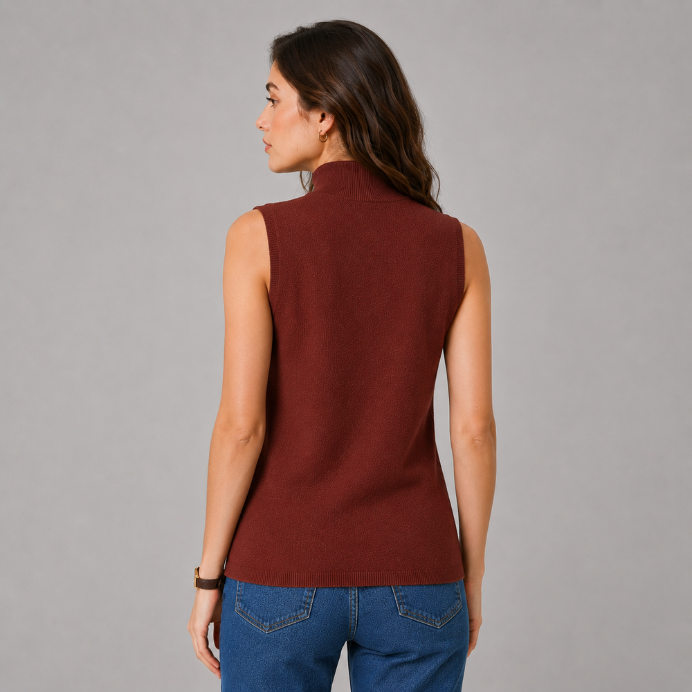 CILVELLA — Cashmere Blend Sleeveless Turtleneck Knit Top