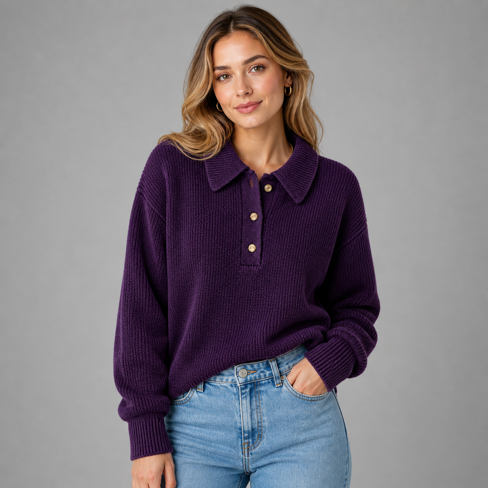 CILVELLA — Cashmere Blend Polo Knit Sweater