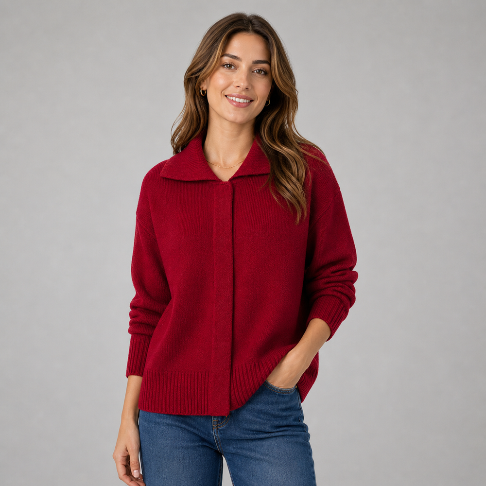 CILVELLA — Cashmere Blend Collared Knit Cardigan