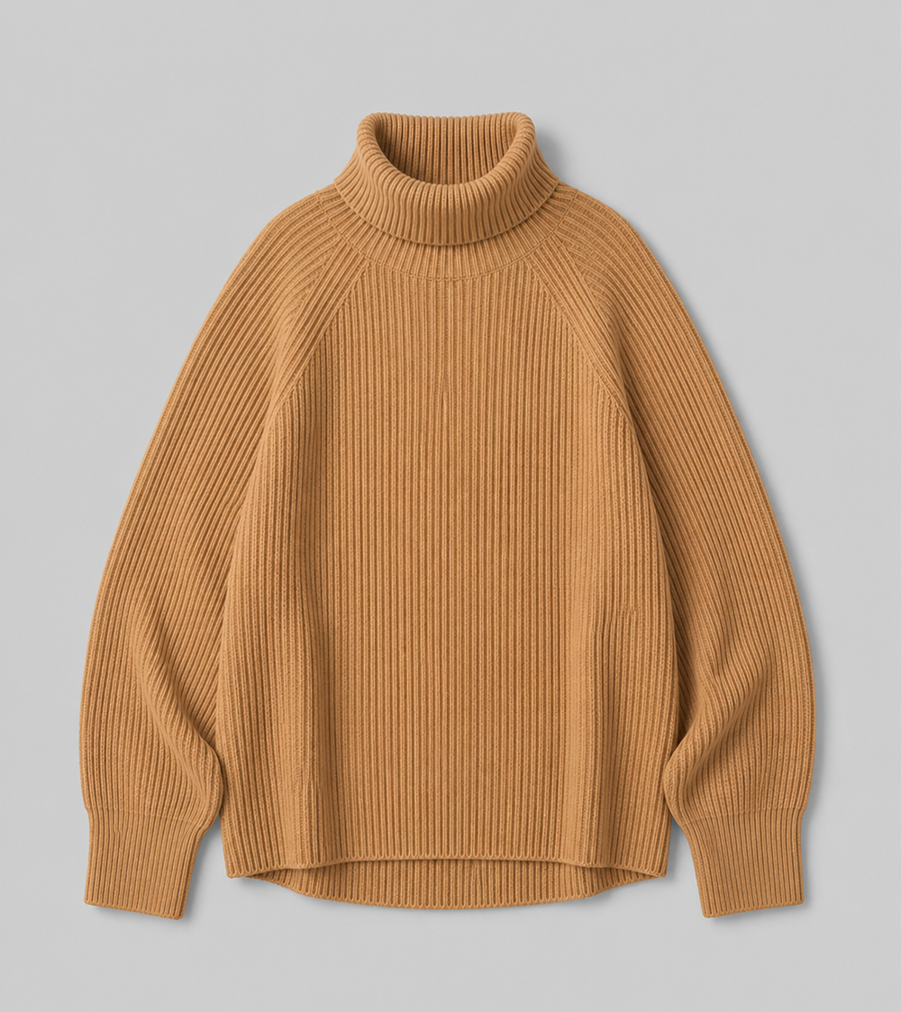 CILVELLA — Cashmere Blend Turtleneck Ribbed Sweater