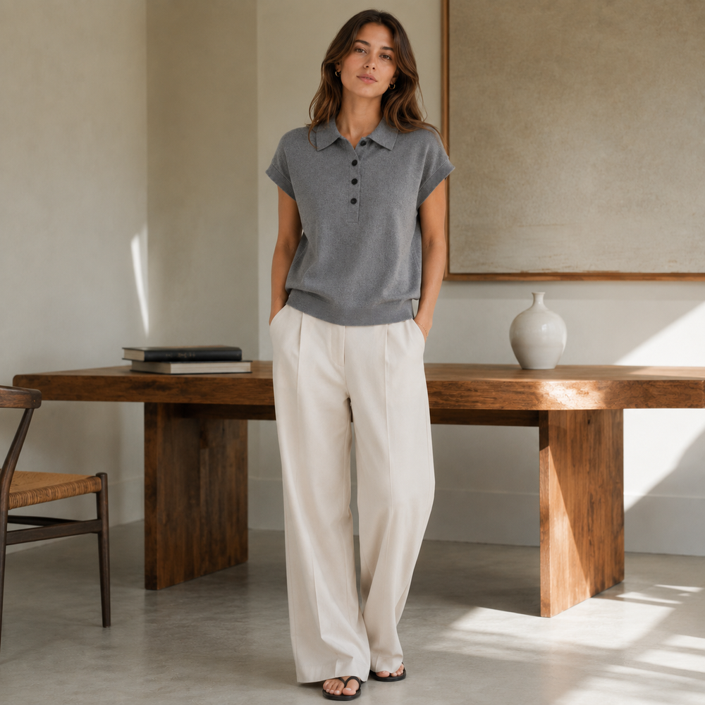 Cilvella | Tencel Lyocell Knit Polo T-Shirt