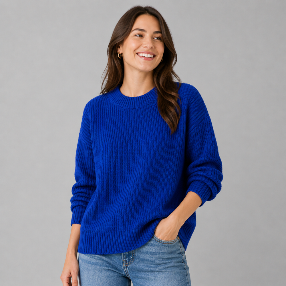 CILVELLA — Cashmere Blend Ribbed Knit Sweater