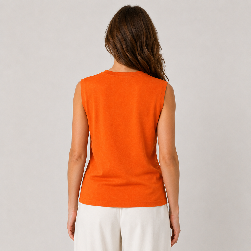 Cilvella | Tencel Lyocell Sleeveless Button-Down Knit Top