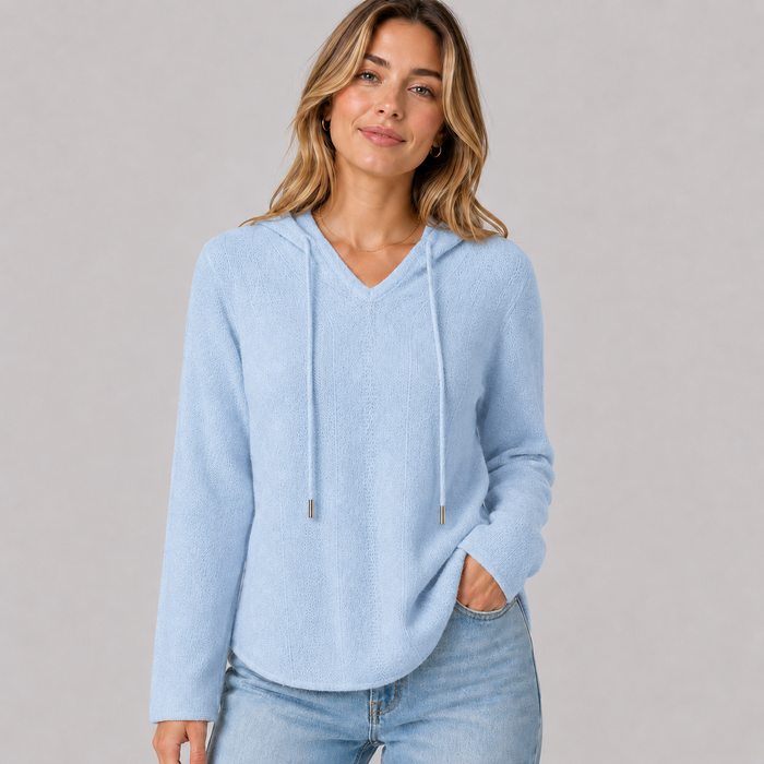 CILVELLA — Cashmere Blend Hooded Knit Sweater