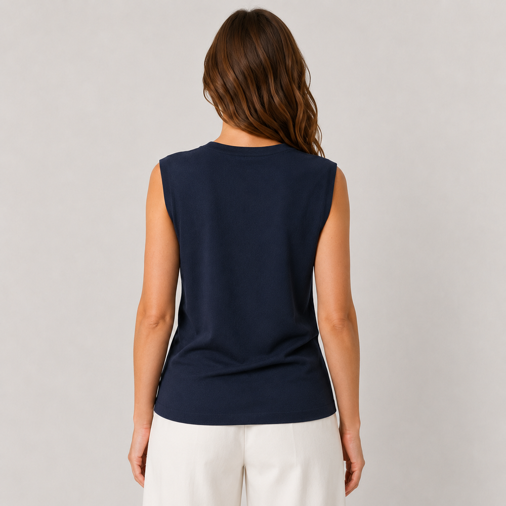 Cilvella | Tencel Lyocell Sleeveless Button-Down Knit Top