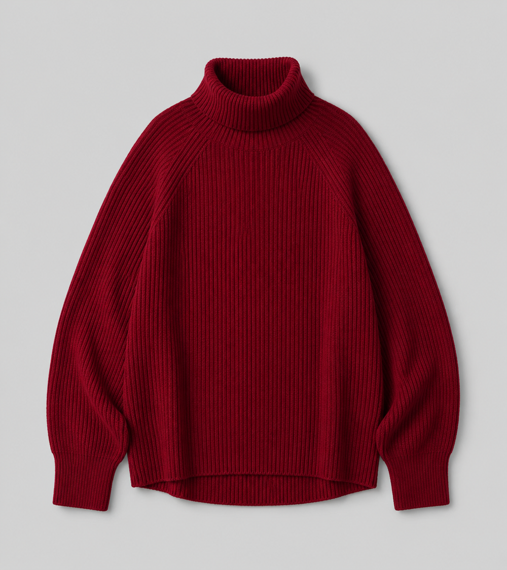 CILVELLA — Cashmere Blend Turtleneck Ribbed Sweater