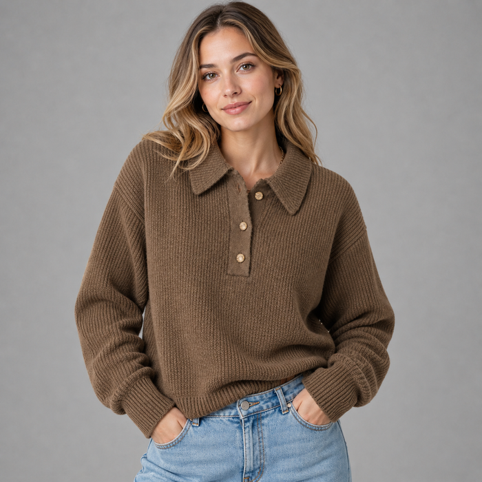CILVELLA — Cashmere Blend Polo Knit Sweater