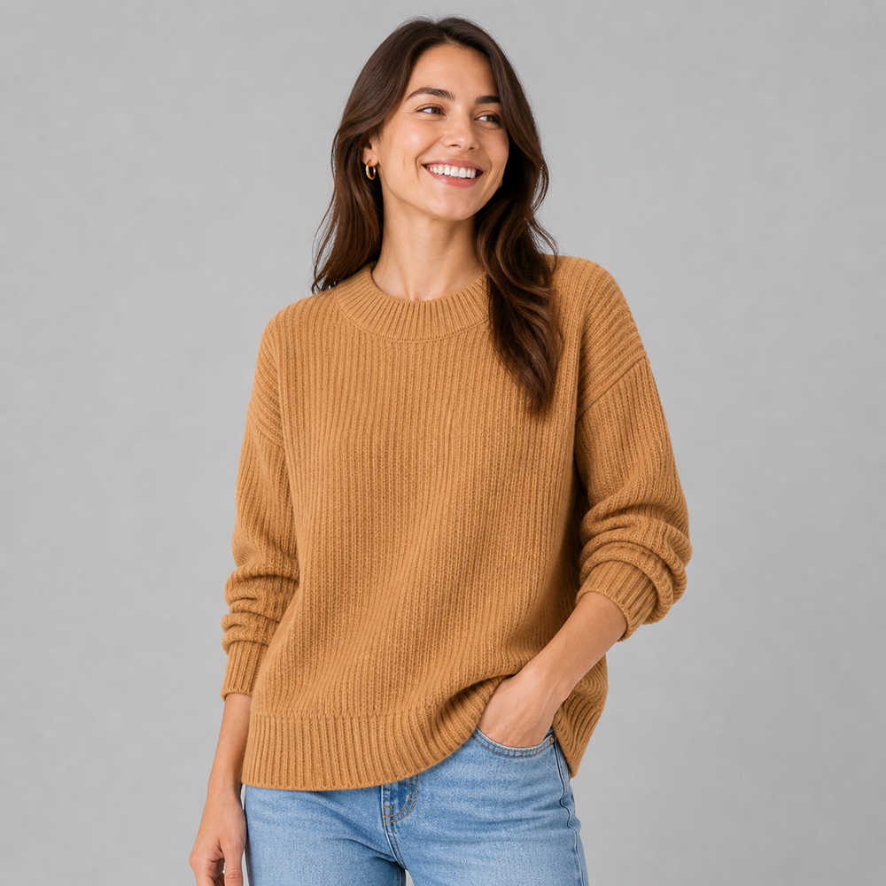 CILVELLA — Cashmere Blend Ribbed Knit Sweater