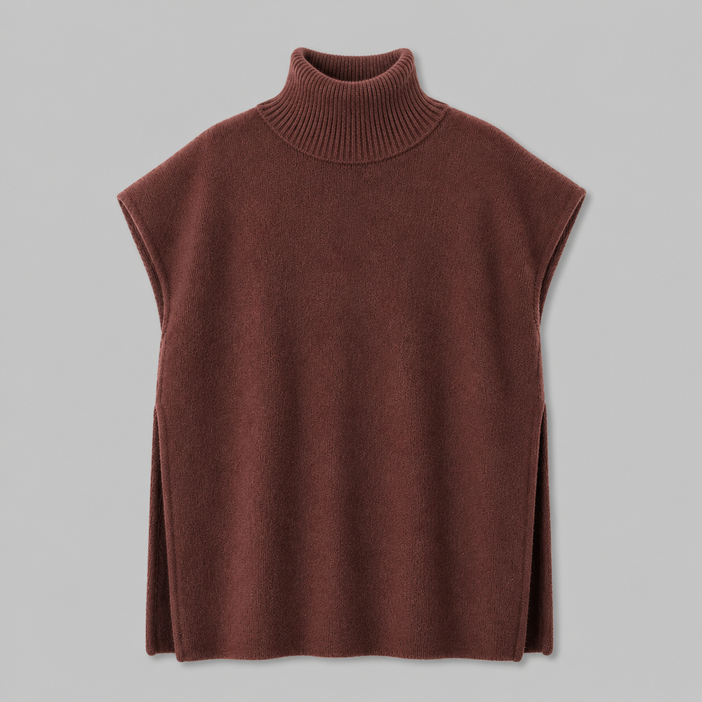 CILVELLA — Cashmere Blend Turtleneck Knit Poncho