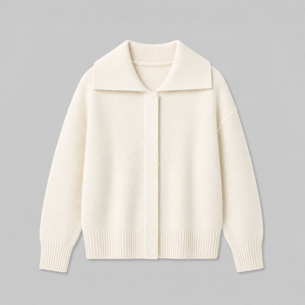 CILVELLA — Cashmere Blend Collared Knit Cardigan