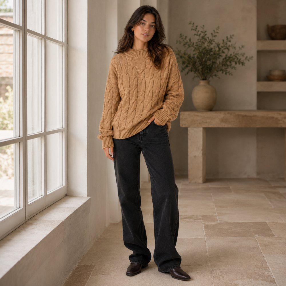 CILVELLA — Merino Wool Cable Knit Sweater