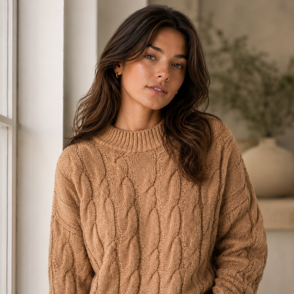 CILVELLA — Merino Wool Cable Knit Sweater