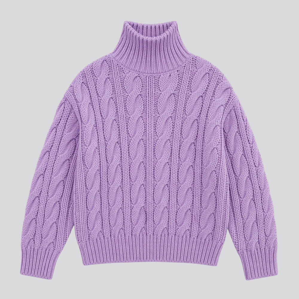 CILVELLA — Merino Wool High-Neck Textured Sweater