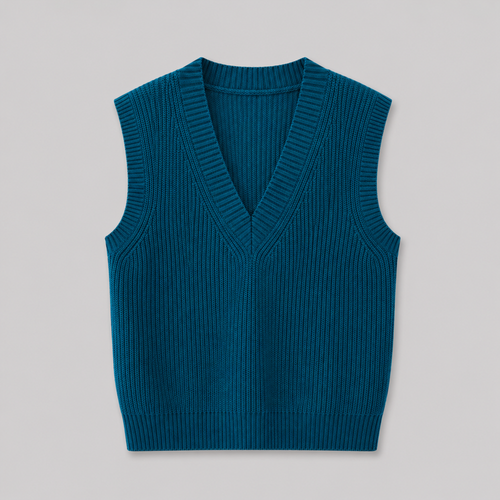 CILVELLA — Cashmere Blend V-Neck Knit Vest