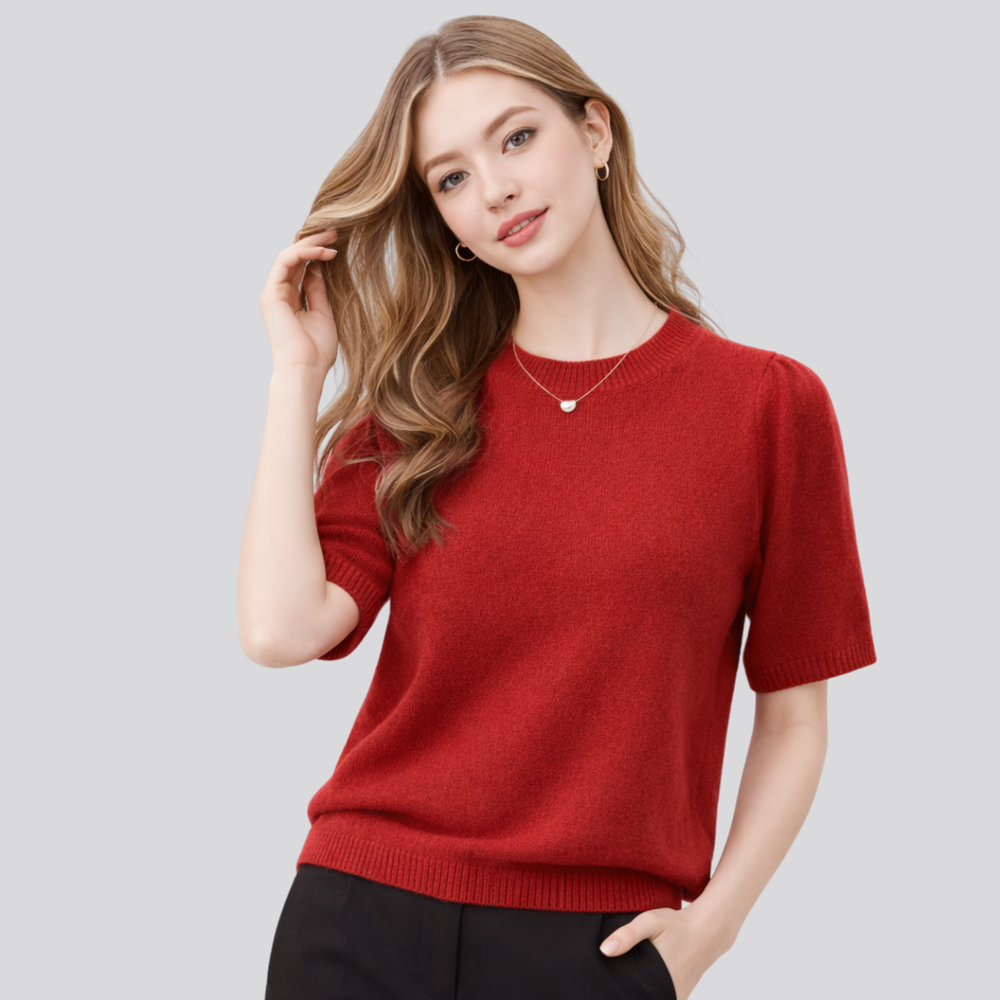 Cilvella— Elegant Merino wool Short Sleeve T-Shirt