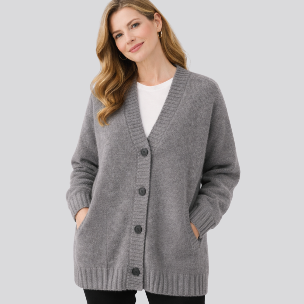 CILVELLA — Merino Wool Oversized V-Neck Cardigan