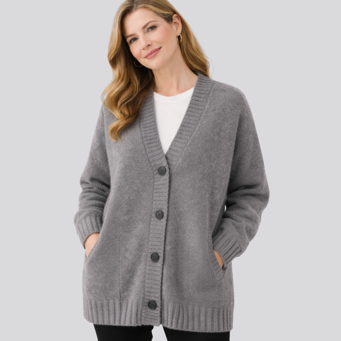 CILVELLA — Merino Wool Oversized V-Neck Cardigan