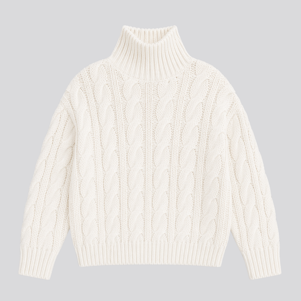 CILVELLA — Merino Wool High-Neck Textured Sweater