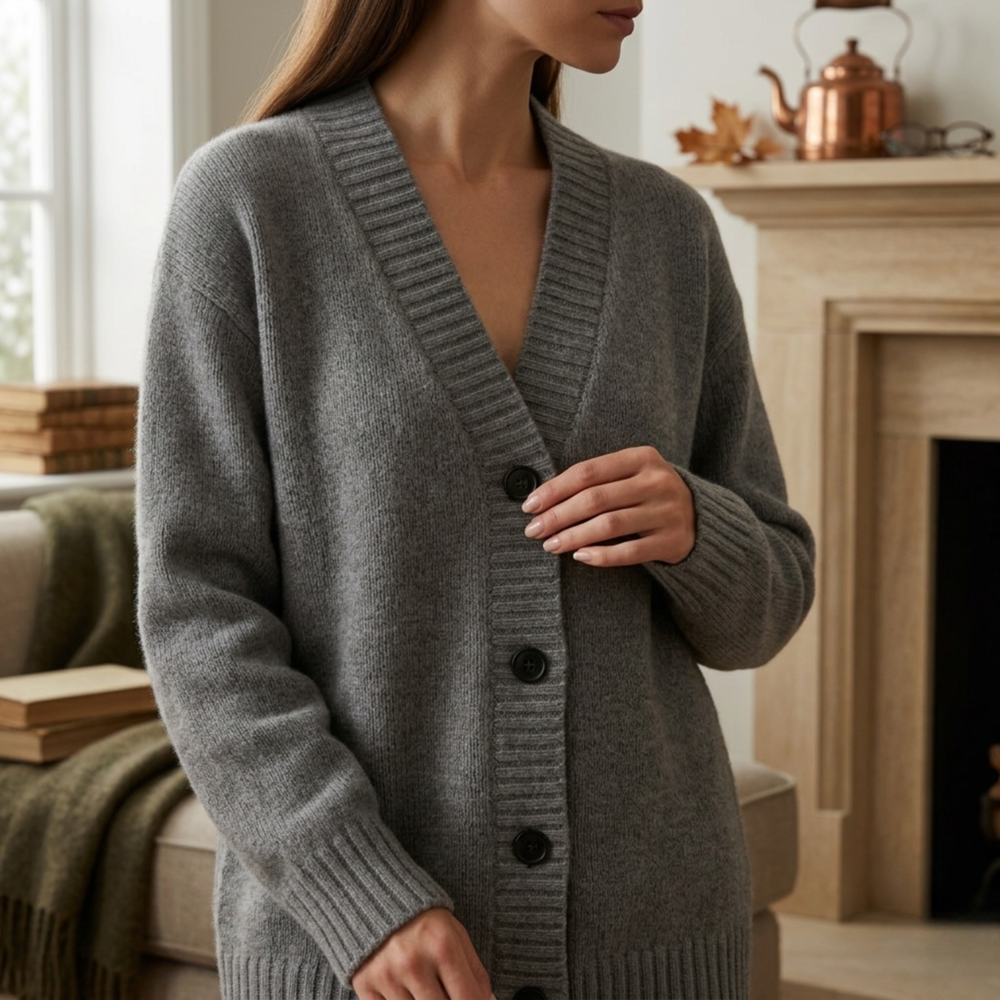 CILVELLA — Merino Wool Oversized V-Neck Cardigan