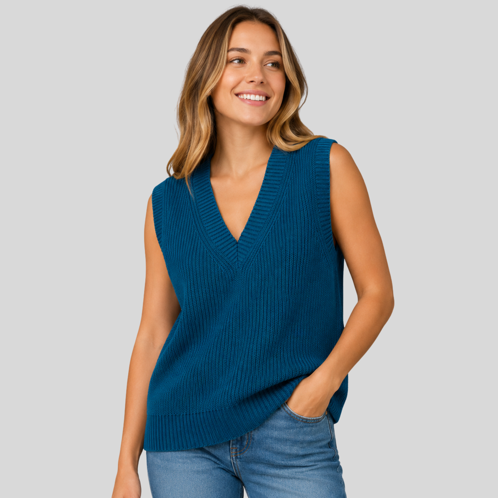 CILVELLA — Cashmere Blend V-Neck Knit Vest