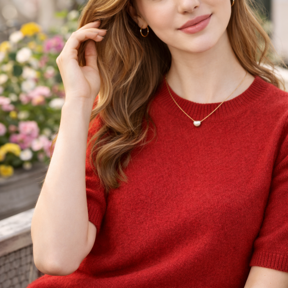Cilvella— Elegant Merino wool Short Sleeve T-Shirt