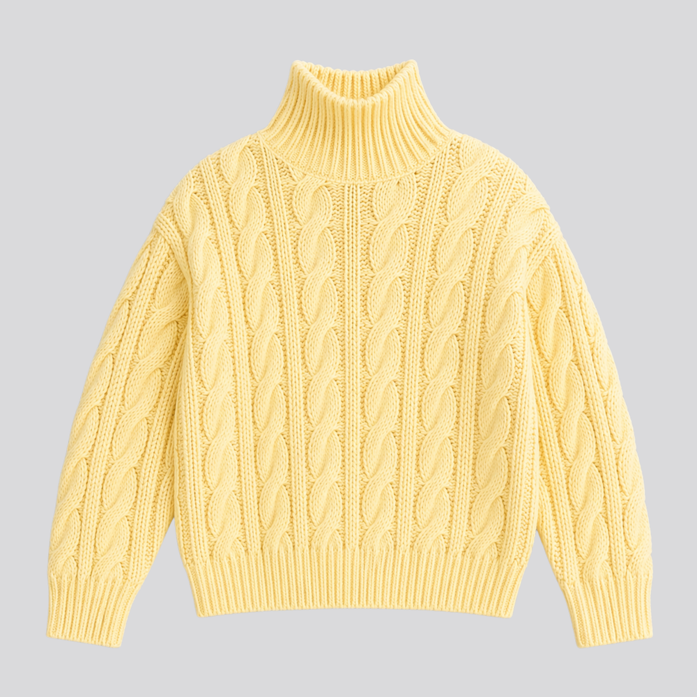 CILVELLA — Merino Wool High-Neck Textured Sweater