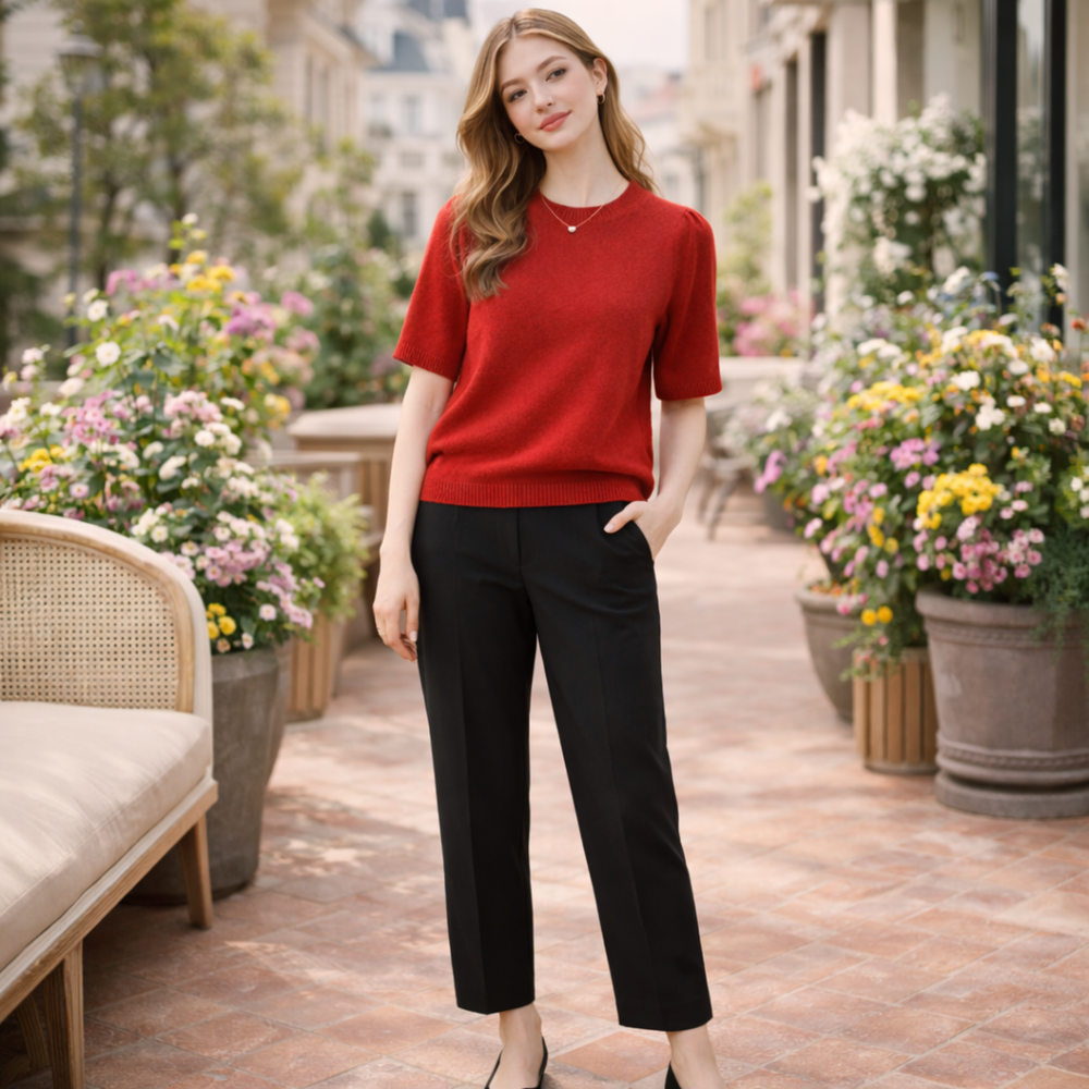 Cilvella— Elegant Merino wool Short Sleeve T-Shirt