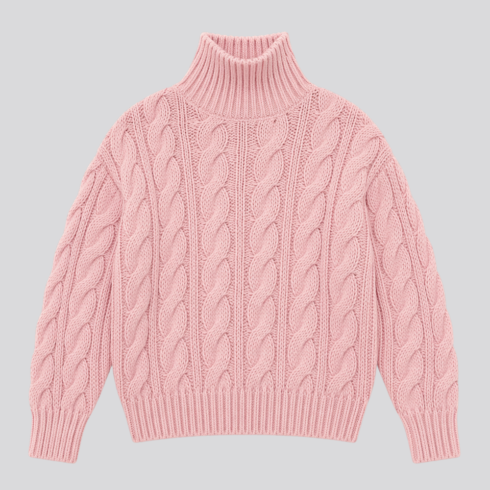 CILVELLA — Merino Wool High-Neck Textured Sweater