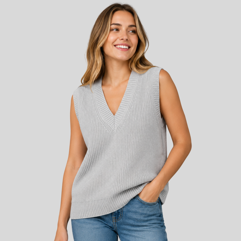 CILVELLA — Cashmere Blend V-Neck Knit Vest