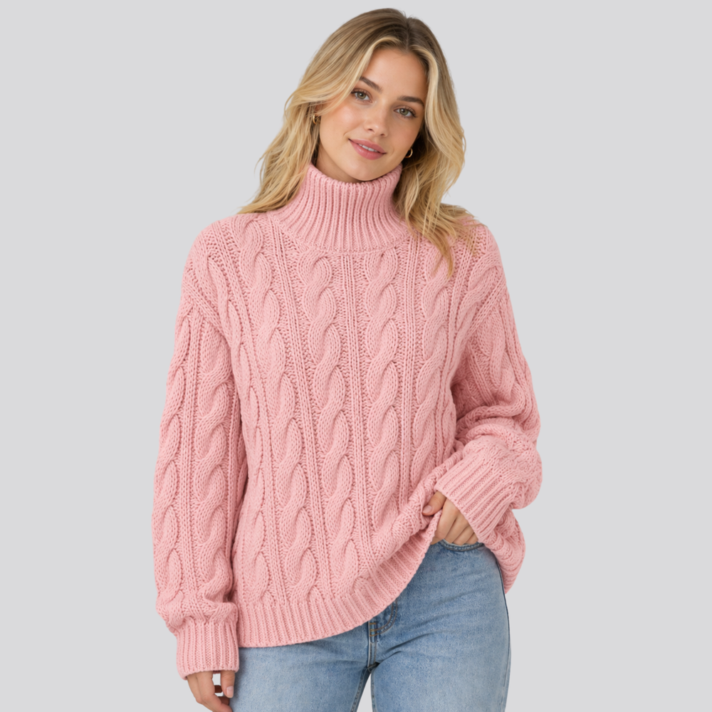 CILVELLA — Merino Wool High-Neck Textured Sweater