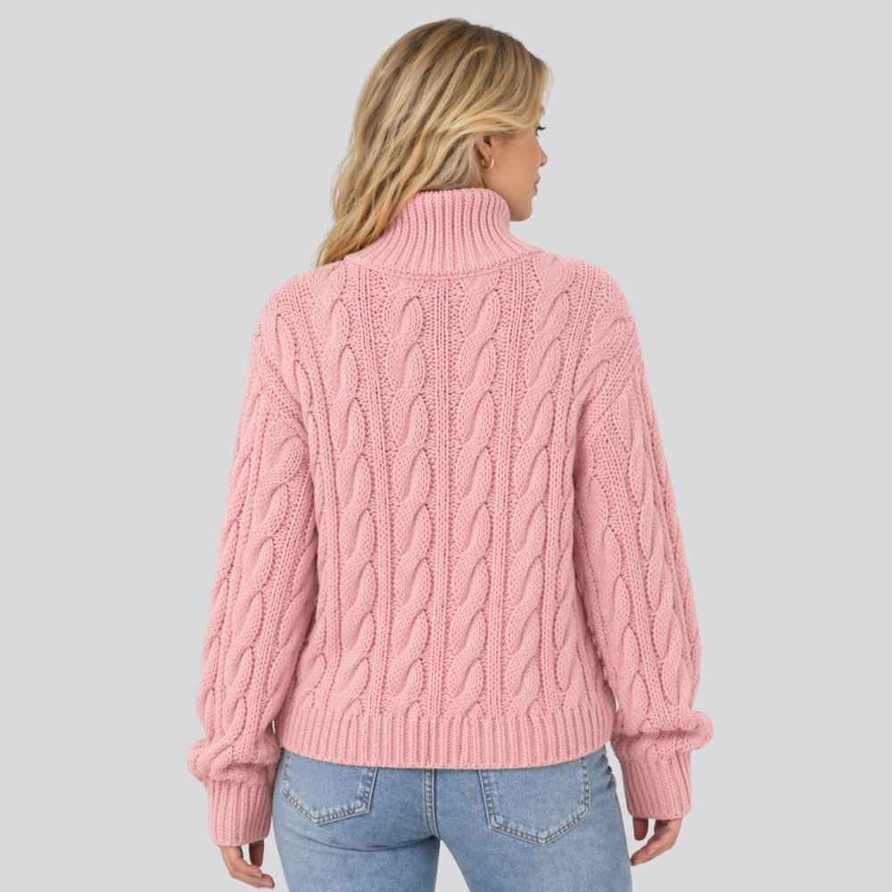CILVELLA — Merino Wool High-Neck Textured Sweater
