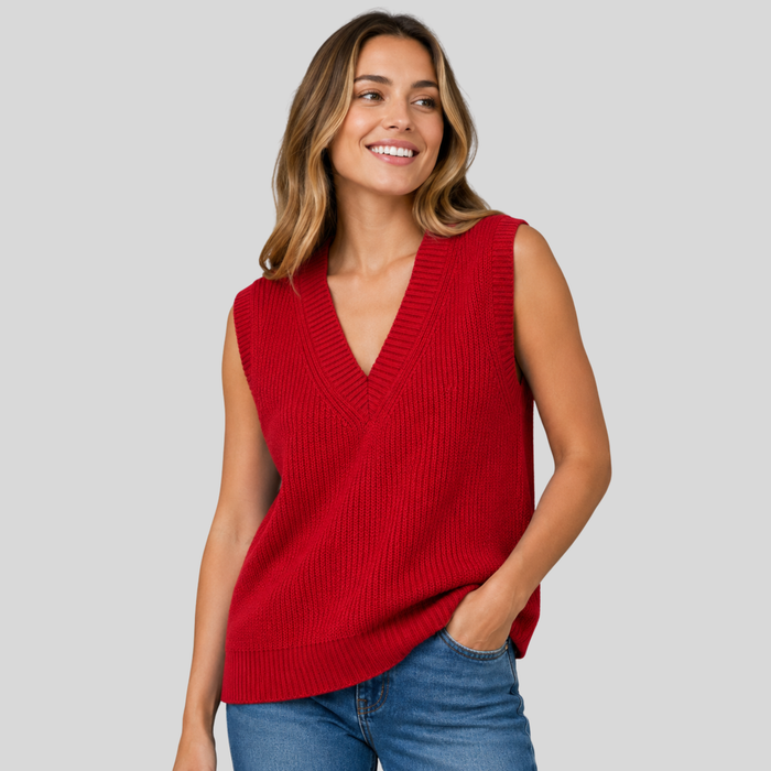 CILVELLA — Cashmere Blend V-Neck Knit Vest
