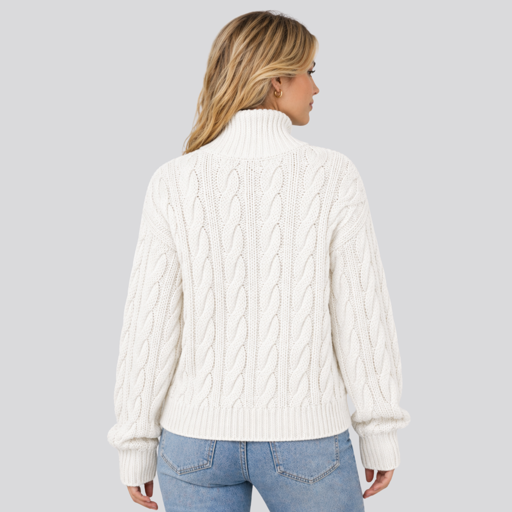 CILVELLA — Merino Wool High-Neck Textured Sweater